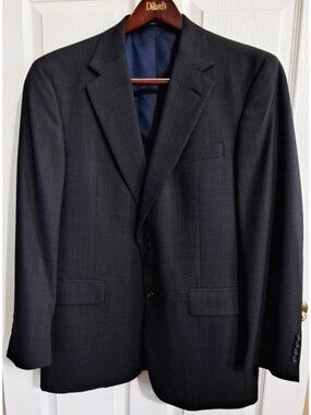 Austin Reed Men's 42R Two-Piece Suit Black Windowpane Plaid 32" Inseam 36" Waist